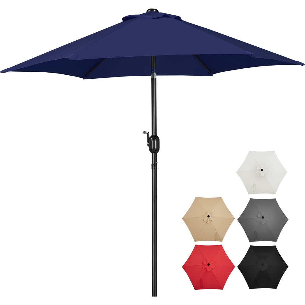 Costoffs Patio Umbrella Outdoor, 2.3m Market Umbrella Parasol Umbrella with Crank/Tilt/6 Ribs, Garden Table Umbrella for Patio, Deck, Backyard, Pool & Beach