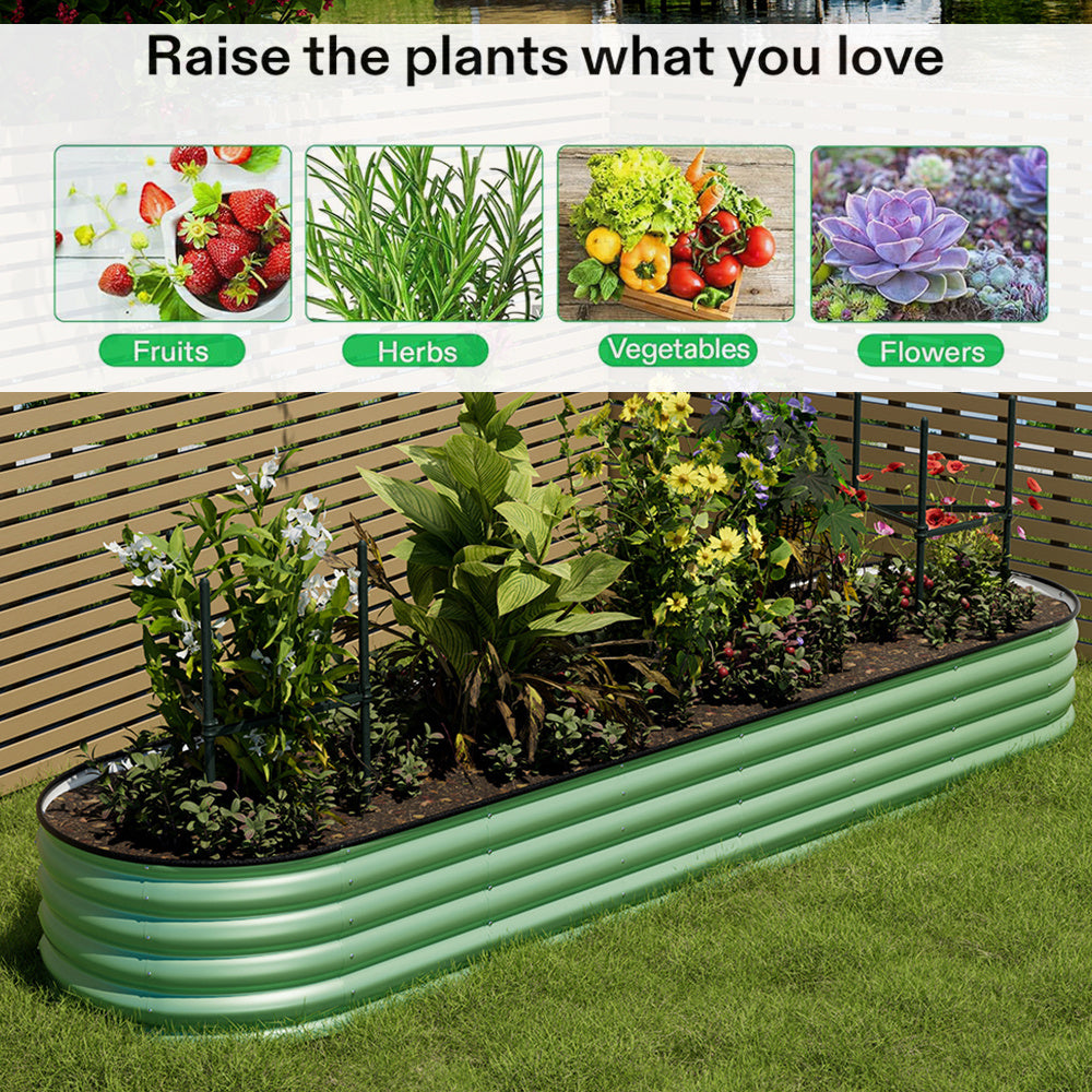 Metal Raised Garden Bed with Climbing Frame – Extra Large Oval Planter Box for Vegetables, Flowers & Herbs | Bottomless Outdoor Garden Bed 160/240/320cm