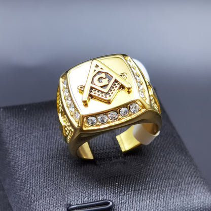 Classic Vintage Masonic AG Ring, Titanium 316L Stainless Steel 316L 316L Stainless Steel 316L 316L Stainless Steel Men'S Ring Jewelry
