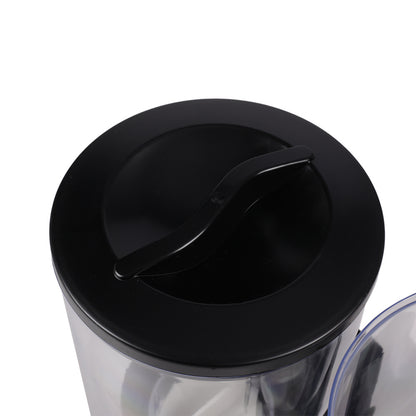 Black Plastic Dual-Chamber Grain Dispenser, Kitchen Oats and Snacks Storage Container, Breakfast Cereal Dispenser, 4L Large Capacity
