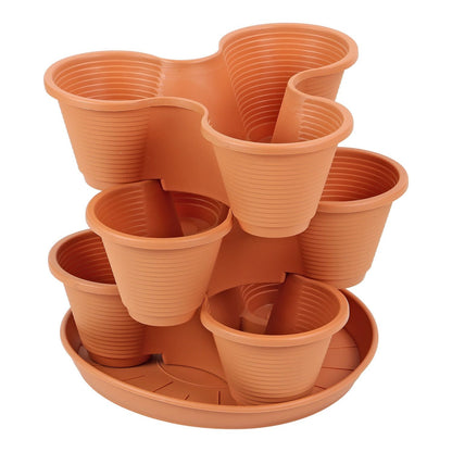 Taylor & Brown 3 Tier Stackable Strawberry, Herb, Flower, and Vegetable Planter - Vertical Growing Garden Tower Indoor/Outdoor Planters Tri-Pot