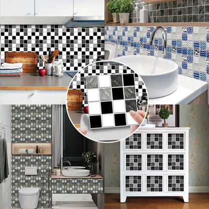60pcs 10cm Stickers Film Creative Stickers Simulation Decoration DIY Wall Stickers Floor Plane Stickers Kitchen Bathroom Decor Wall Decal (Single Sticker Size 10cm*10cm)