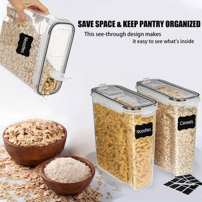 4L Or 2.5L, Leak-Resistant, And Reusable Food Storage Jars with Lids, (4 Jars And 4 Lids Included)Designed for Portability And Stacking, Suitable for Cereals, Snacks, Tea, And Pasta, Includes Labels And Markers, Ideal for Kitchen Use