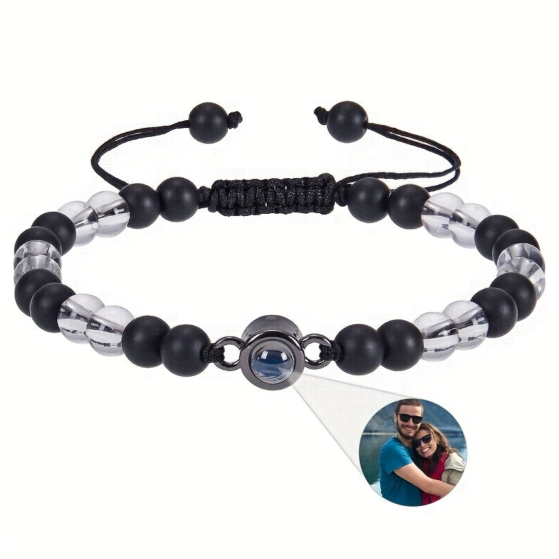 Customized Personalized Frosted Stone Photo Projection Bracelet, Customized Photo Projection Bracelet Festival Gifts