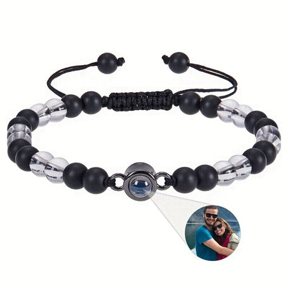 Customized Personalized Frosted Stone Photo Projection Bracelet, Customized Photo Projection Bracelet Festival Gifts
