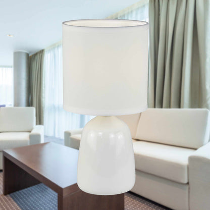 Cleo - Set of 2 White Ceramic 26cm Lamps With Shades