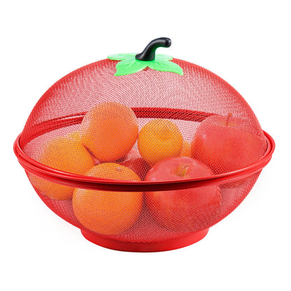 Fruits Bowl Basket Apple Shape Mesh with lid Tabletop Vegetable Holder Keep Unwanted Pets & Insects Out Kitchen Dishwashing Drain Basket