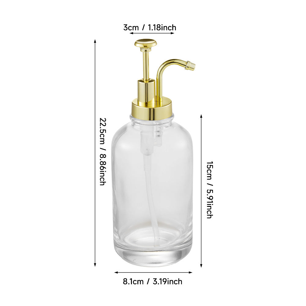 2 Pack Coffee Syrup Pump 500ml Coffee Station Coffee Syrup Dispenser Glass Honey Pot Honey Jar Shampoo and Conditioner Dispenser, Black/ Gold