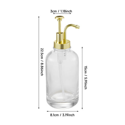 2 Pack Coffee Syrup Pump 500ml Coffee Station Coffee Syrup Dispenser Glass Honey Pot Honey Jar Shampoo and Conditioner Dispenser, Black/ Gold
