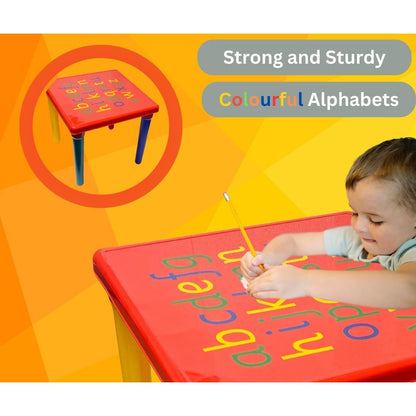 Trendi ABC Alphabet Plastic Table & Chair Set - Vibrant, Durable Kids Furniture for Learning & Play | Toddlers | Multi-Color Plastic Furniture for Kids UK (Red & Blue)