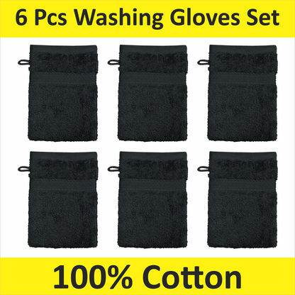 6 Pack Luxury 100% Cotton Wash Gloves – Ultra Soft Terry Cloth Bath & Body Mitts, Gentle Face Cleansing & Makeup Remover, Reusable SPA Mitt Set (16x21 cm, Multi-Color)