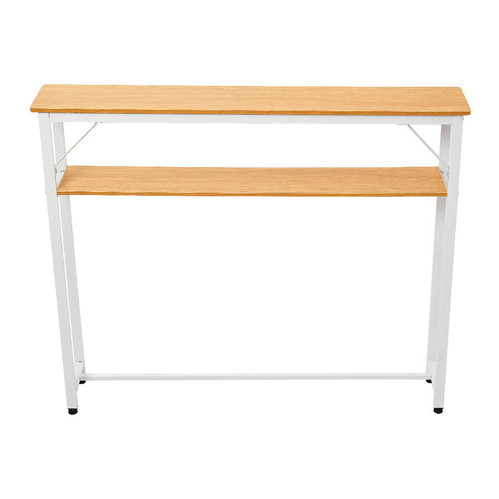 1pc Modern Simple Double Wall Long Narrow Table, Bedside Table At The Foot of The Bed, Long Table Behind The Sofa, and Long Storage Table with Seams, 80*20*100.2cm