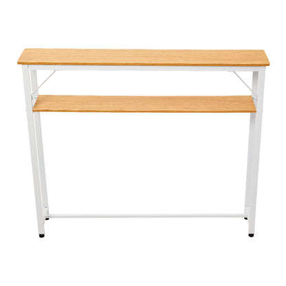 1pc Modern Simple Double Wall Long Narrow Table, Bedside Table At The Foot of The Bed, Long Table Behind The Sofa, and Long Storage Table with Seams, 80*20*100.2cm