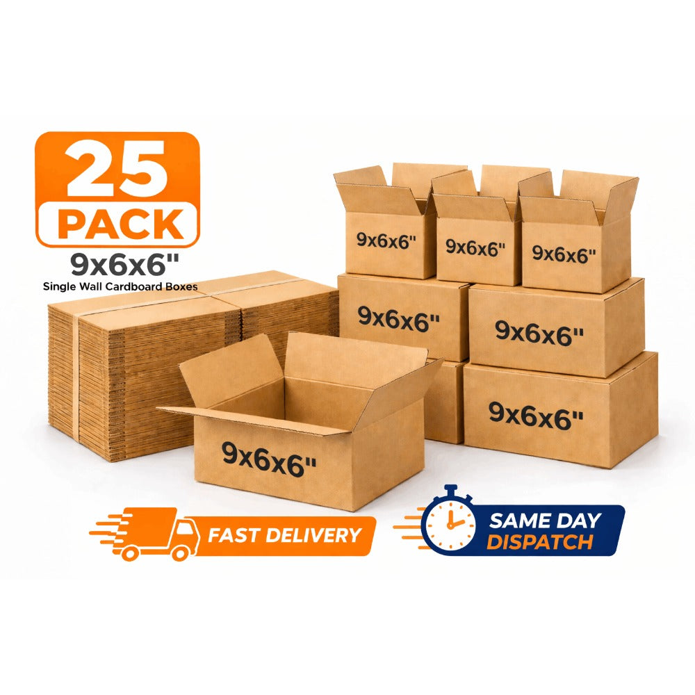 Cardboard Boxes 9x6x6 Inch Single Wall 25 Pack Small Packing Boxes for Shipping Mailing Storage Moving E-commerce UK