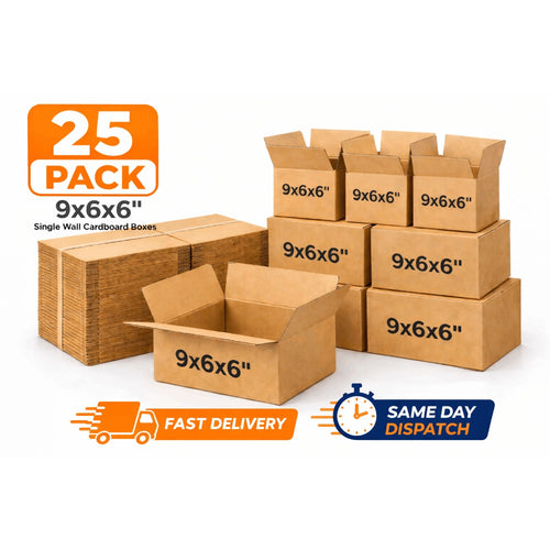 Cardboard Boxes 9x6x6 Inch Single Wall 25 Pack Small Packing Boxes for Shipping Mailing Storage Moving E-commerce UK