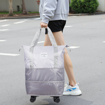 Travel Duffle Bag with Removable Wheels, Luggage, Suitcases, Expandable Sports Gym Bag for Women Men, Dry Wet Holdall Luggage Weekend Overnight Bags for Swimming
