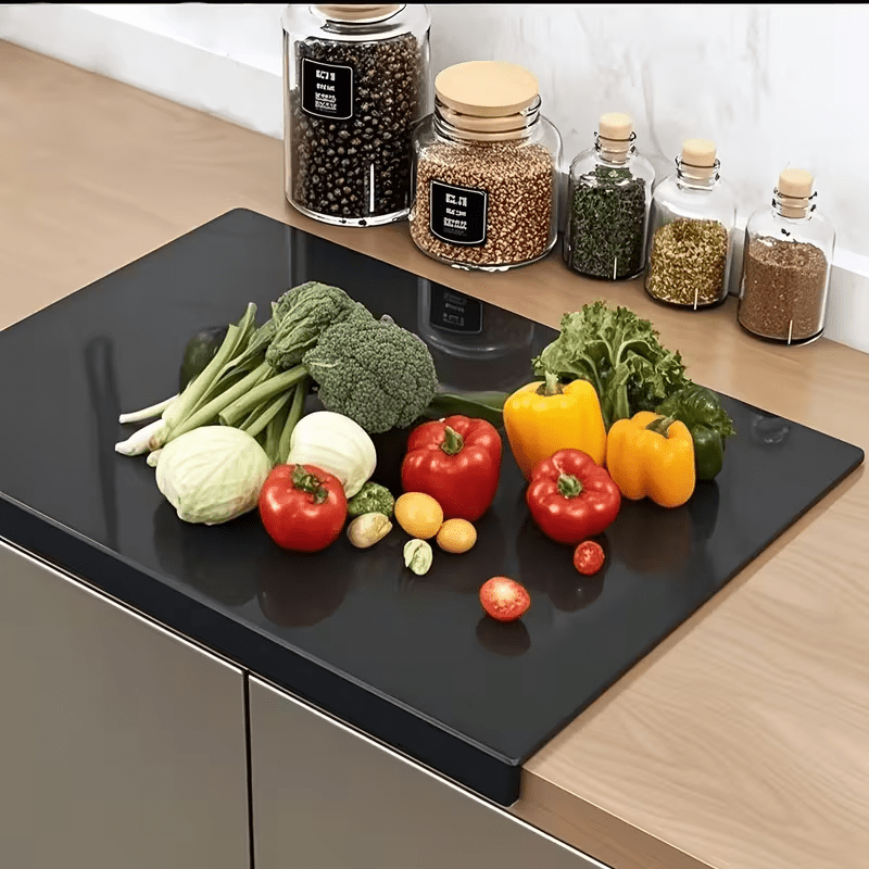 1pc Large Black High-Tenacity Cutting Board, Chopping Board, six non-slip pads, Prevents slipping caused by chopping or water stains for enhanced stability. Kitchen Home Restaurant, Countertop Protection Cutting Board, Fruit Cutting Board, Kitchen Utensil