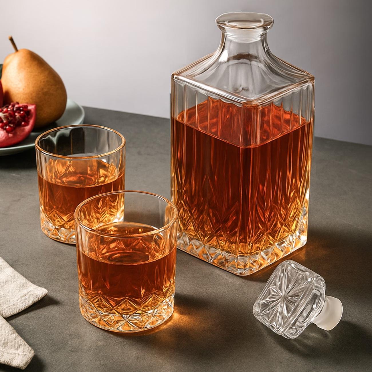 7-Piece Whisky Decanter Set, Crystal Glass Decanter with 6 Whisky Glasses, Prestigious Clear Glass Bottle (1000ml) and Elegant, Stylish Glasses (210ml) – Perfect Gifts for Anniversary and Birthday Celebrations