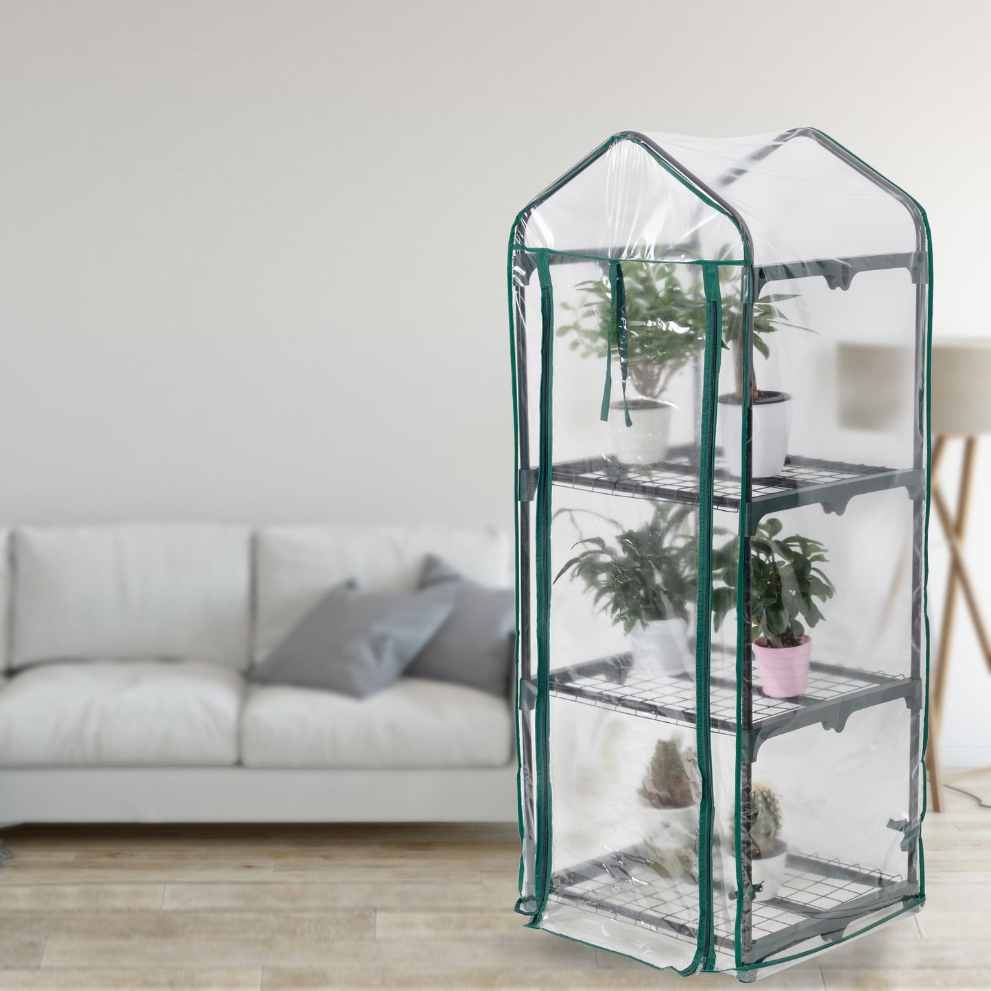 3 Tier Greenhouse, Small Plant Greenhouses, With Transparent Plastic PVC Cover, Indoor outdoor tent garden greenhouse (51 x 45 x 130 cm)