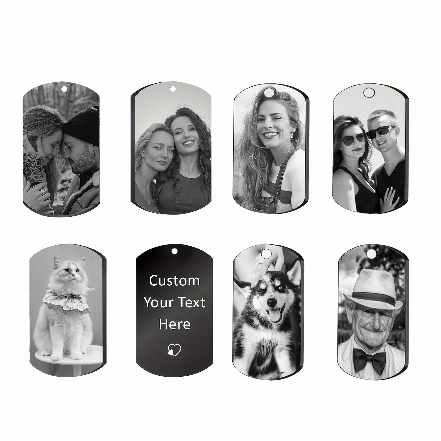 Custom Photo Dog Tag Pendant Necklace Personalized Engraved Text Gift for Lovers Fashion Style Unisex Ideal for Mother'S Day And Father'S Day