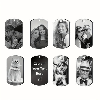 Custom Photo Dog Tag Pendant Necklace Personalized Engraved Text Gift for Lovers Fashion Style Unisex Ideal for Mother'S Day And Father'S Day