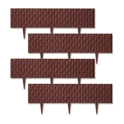 Garden Fencing Set, 4pcs Faux Rattan Effect Plastic Edging, Durable and Weather-Resistant Border for Lawn, Flowerbed, Patio, Driveway, Landscaping Decoration, Easy-to-Install Garden Edging Panels, Decorative Outdoor Fence for Lawn Protection, 2.38m Covera