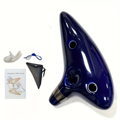 12-Hole Alto C Ceramic Ocarina - Beginner's Music Instrument, Easy-to-Learn Design with Clear Sound - Finish & Comfortable Grip - Perfect First Instrument for Learning Music, Holiday Gift
