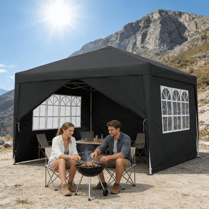 Folding Garden Gazebo 2. 5x2. 5m/3x3m with Side Panels & Carry Bag, Outdoor Tent with UV Protection for Picnic, Party & Garden, Anthracite/Grey/Green/White