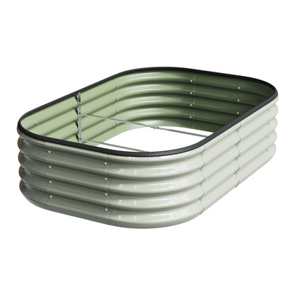 Galvanized Planter Garden Boxes Outdoor, Oval Large Metal Galvanized Raised Garden Bed for Vegetables, 2 Sizes 2 Colours Available