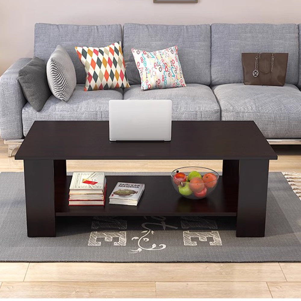 Modern Coffee Table Living Room Tea Side End Desk With Lower Storage Shelf Black
