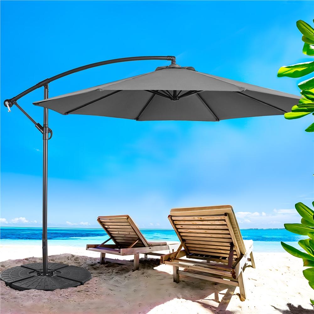 Costoffs Outdoor Umbrella, 3M Patio Offset Umbrella, Outdoor Hanging Umbrella, Banana Parasol Sun Shade Shelter, Market Backyard Umbrella with Crank & Cross Base for Beach/Outdoor/Party/Garden