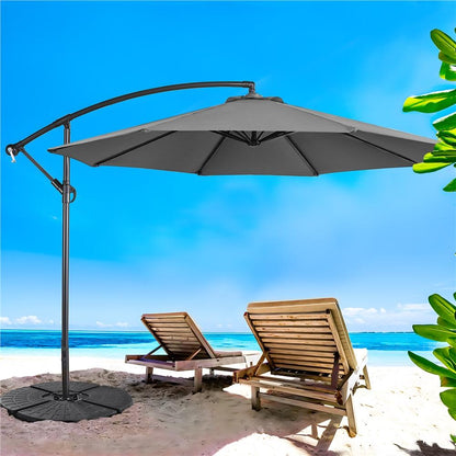 Costoffs Outdoor Umbrella, 3M Patio Offset Umbrella, Outdoor Hanging Umbrella, Banana Parasol Sun Shade Shelter, Market Backyard Umbrella with Crank & Cross Base for Beach/Outdoor/Party/Garden