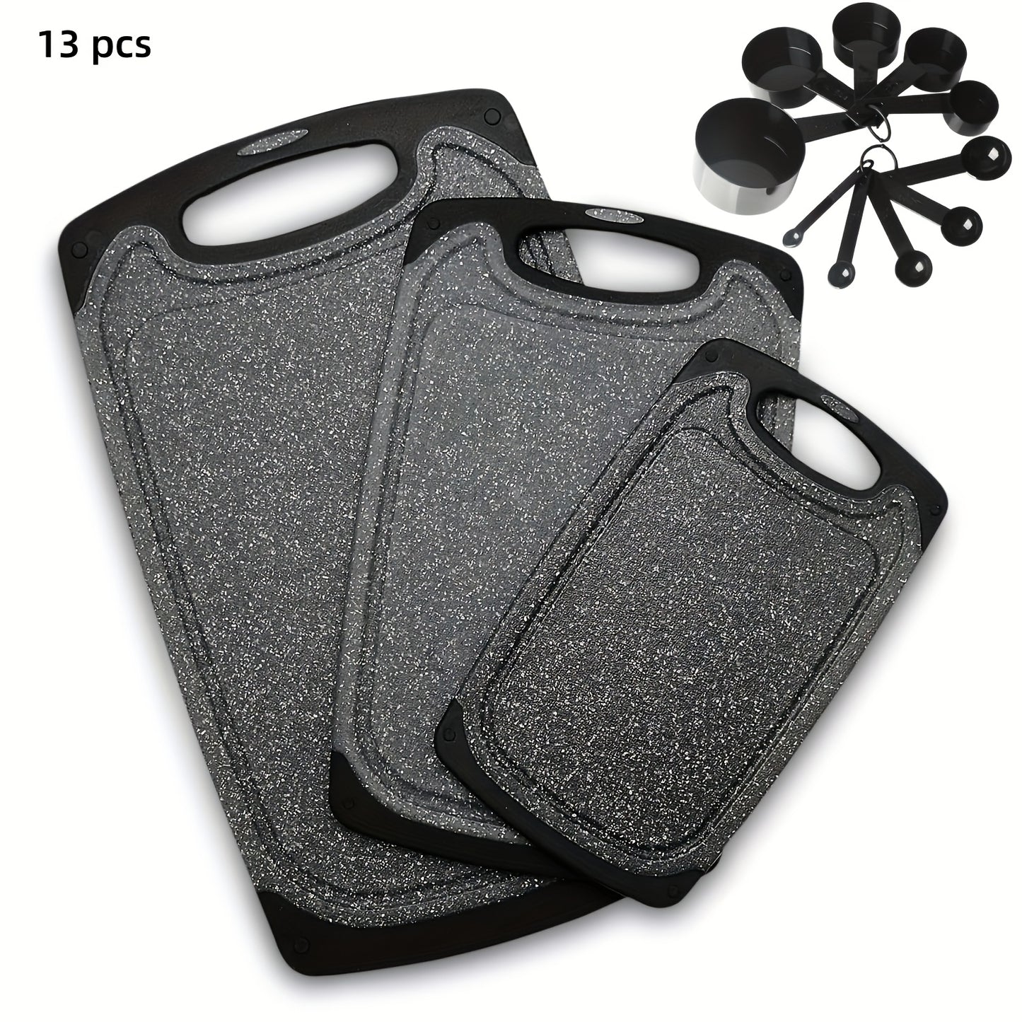 3pcs/13pcs Kitchen Cutting Board, Plastic Cutting Board, Thick Cutting Board, Suitable For Cutting Meat, Vegetables, And Fruits, With Easy-grip Handle, Dishwasher Safe.