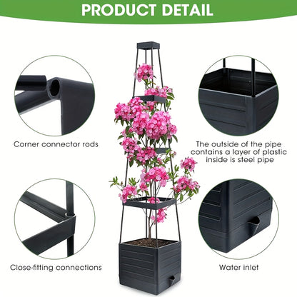 2pcs Tomato Planter with Trellis, Raised Garden Bed Planter Box with Trellis, Tomato Cage Planter Raised Garden Bed, for Climbing Plants Vegetable Vine  Outdoor & Indoor