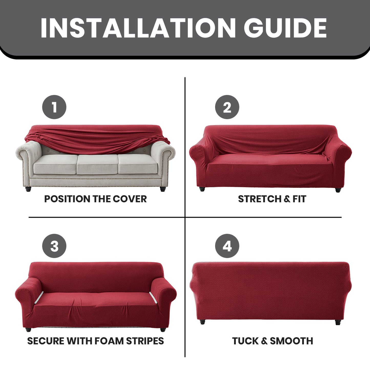 1pc Stretchable Spandex Elastic Sofa Cover – 1, 2, 3 Seater Polyester Spandex Furniture Protector, Anti-Slip Grip & Pet-Friendly, Machine Washable, Perfect for Living Room & Home Decoration