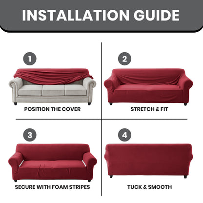 1pc Stretchable Spandex Elastic Sofa Cover – 1, 2, 3 Seater Polyester Spandex Furniture Protector, Anti-Slip Grip & Pet-Friendly, Machine Washable, Perfect for Living Room & Home Decoration