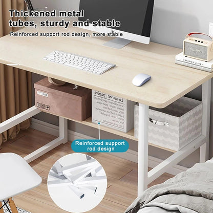 Multifunctional Computer Desk with Storage Shelves, Writing Desk & Study Table for Home Office, Living Room Or Bedroom Study Corner, Sturdy Durable Metal, Space-Saving Modern Home Office Furniture