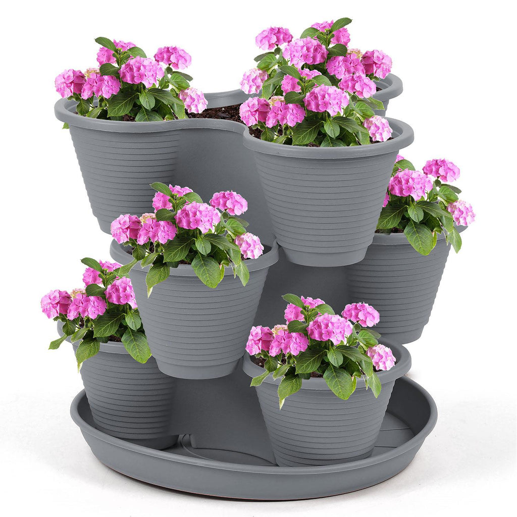 three-tier stackable herb planter tower