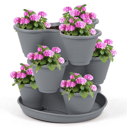 3 Tier Stackable Vertical Planter, Indoor Outdoor Plant Pot, Strawberry Planter, Herb Garden Planter, Vegetable Growing Tower, Flower Pot for Home Garden, Space-Saving Design, Durable Plant Container, Ideal for Small Spaces, Vertical Gardening Solution, M