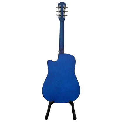 Blue Acoustic Guitar For Beginners Cutaway Hardwood Finish 38" Inch Full Size Adult Matt Finish Christmas Birthday Gift