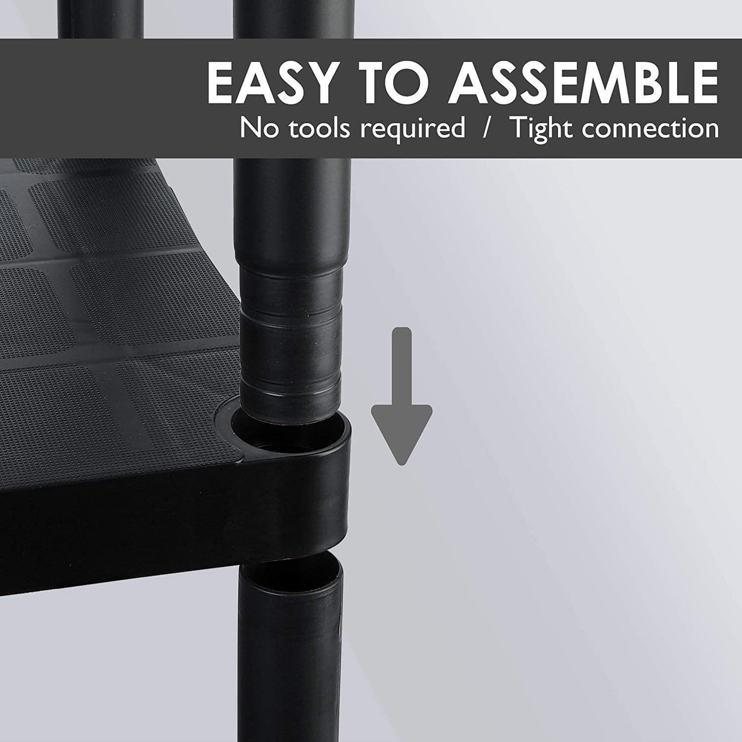 5 Tier Black Plastic Storage Organiser Shelving Unit Garage Home Pantry Tools Paint Stationary Parts Racking Shelf Shelves