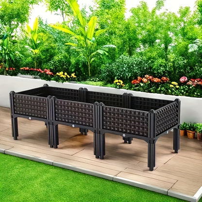 Raised Garden Bed With Removable Legs & Drain Holes, Durable Plastic, Easy Assembly, Removable Legs, Fruit Flowers Vegetables Standing Box For Patio Deck Porch Backyard