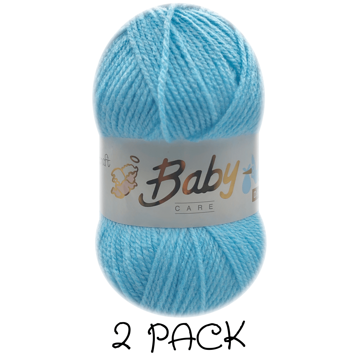 Woolcraft - Baby Care Double Knitting Yarn - 2 or 5 Pack of 100g Balls of 100% Acrylic Yarn - 13 Colours Available - Aqua, Beige, Baby Blue, Oyster, Denim, Lilac, Mint, Peach, Baby Pink, Rouge, Silver, White or Lemon - Perfect for Knitting or Crochet