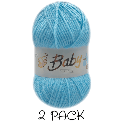 Woolcraft - Baby Care Double Knitting Yarn - 2 or 5 Pack of 100g Balls of 100% Acrylic Yarn - 13 Colours Available - Aqua, Beige, Baby Blue, Oyster, Denim, Lilac, Mint, Peach, Baby Pink, Rouge, Silver, White or Lemon - Perfect for Knitting or Crochet
