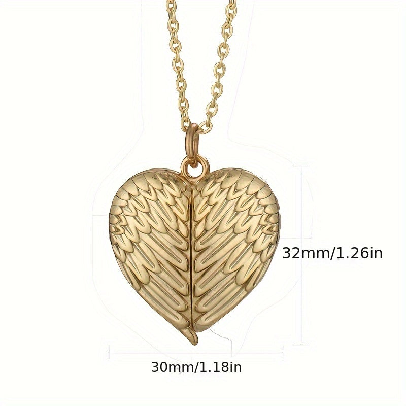 Personalized Angel Wings Necklace Heart Box Pendant Custom Picture Open Box Angel Wing Pendant
