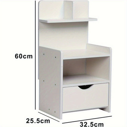 Modern Wooden Bedside Table with Drawer | Multifunctional Storage Cabinet for Bedroom, Bathroom, Living Room & Hallway | Compact Design 60x32.5x25.5cm