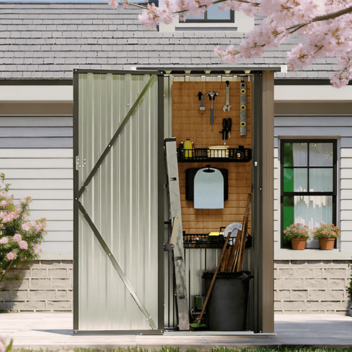 Nordivale Outdoor Garden Shed with Lockable Door|Removable Design for Firewood Logs, Tools, Lawnmower, Bike & Garbage Cans 75cm W X 54cm D X 163cm H