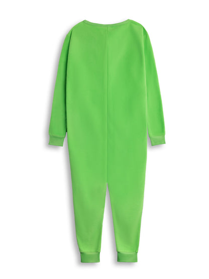 Minecraft Creeper Boys Green Zip-Up Onesie | Long Sleeve Microfleece Sleepwear with Steve & Enderman Print | Kids Gamer Nightwear | Ideal for Bedtime & Lounging | Minecraft Merch - 13-14 Years