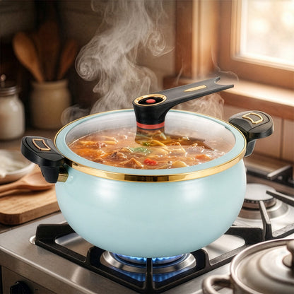 Large Capacity 8L Stew Pot with Lock Lid, Stock Pot for Braising, Soups, Stews, and Bread Baking, Induction Compatible, Oven & Stovetop Safe Kitchen Serving Essential