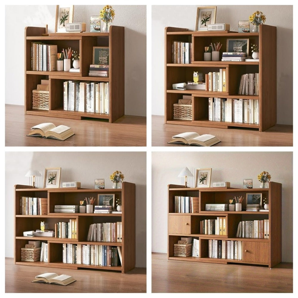 Expandable Desktop Bookcase, Freestanding Multi-layer Bookshelves, Adjustable Width Bookshelf Book Shelf Storage Unit, Multifunctional Storage Rack Book Shelf for Home Office Storage Organization